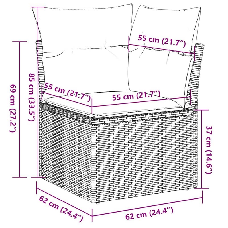 vidaXL Garden Sofa in Black And Cream