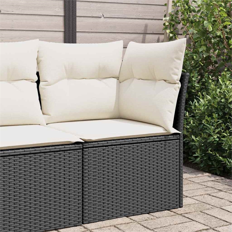 vidaXL Garden Sofa in Black And Cream