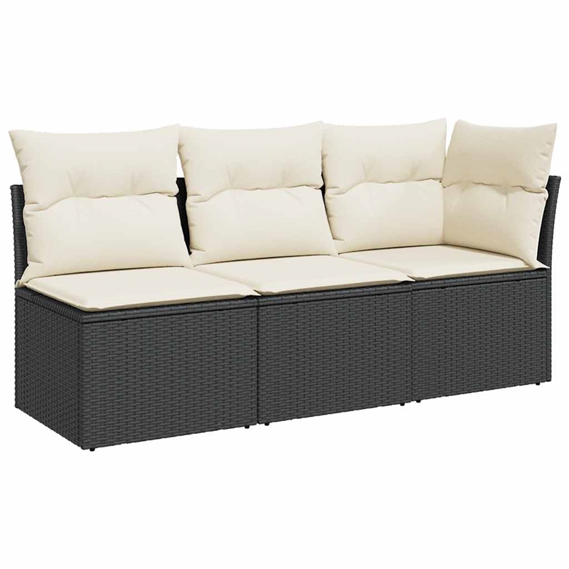 vidaXL Garden Sofa in Black And Cream