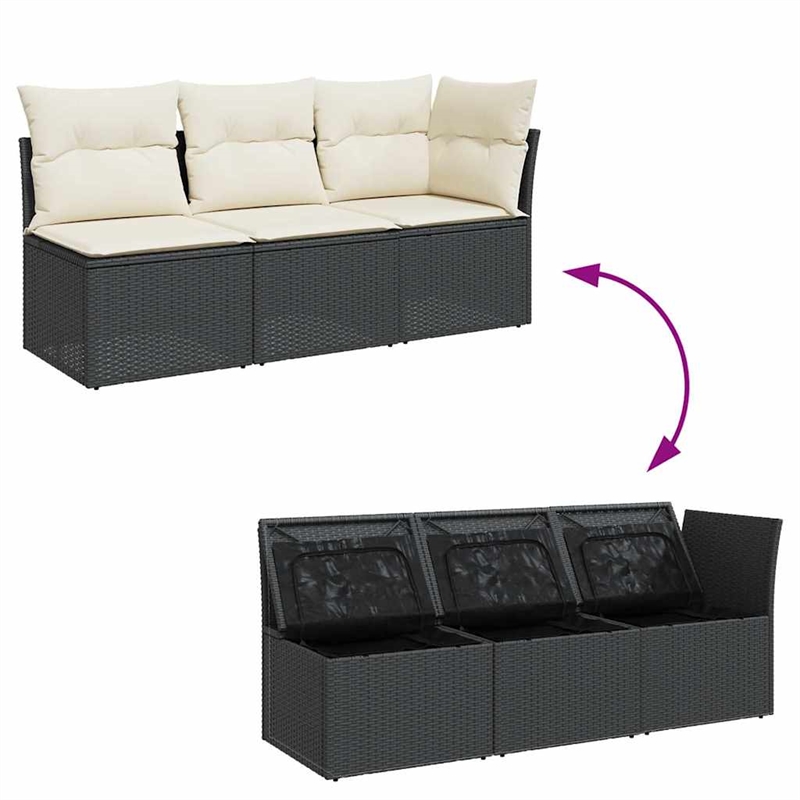 vidaXL Garden Sofa in Black And Cream