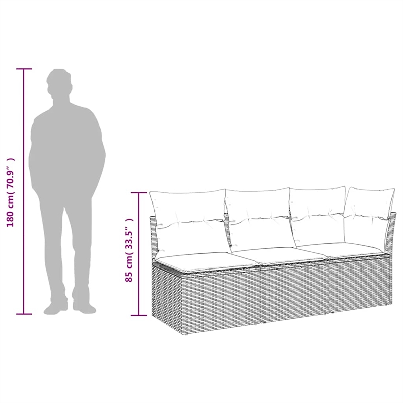vidaXL Garden Sofa in Black And Cream