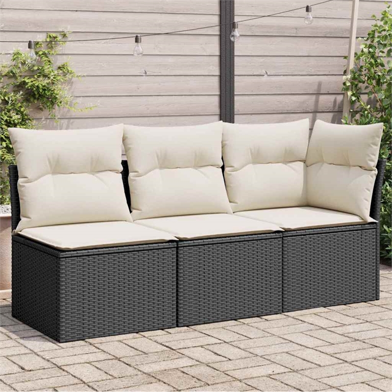 vidaXL Garden Sofa in Black And Cream