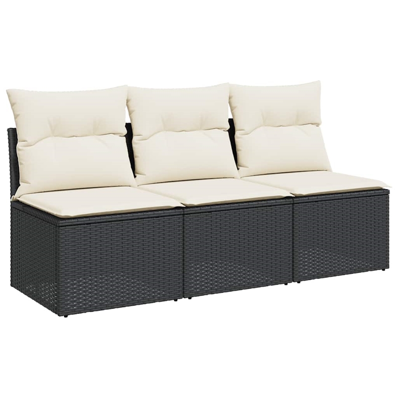 vidaXL Garden Sofa in Black And Cream