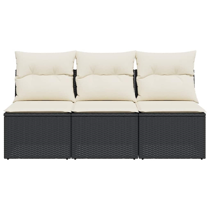 vidaXL Garden Sofa in Black And Cream