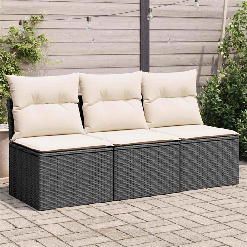 vidaXL Garden Sofa in Black And Cream