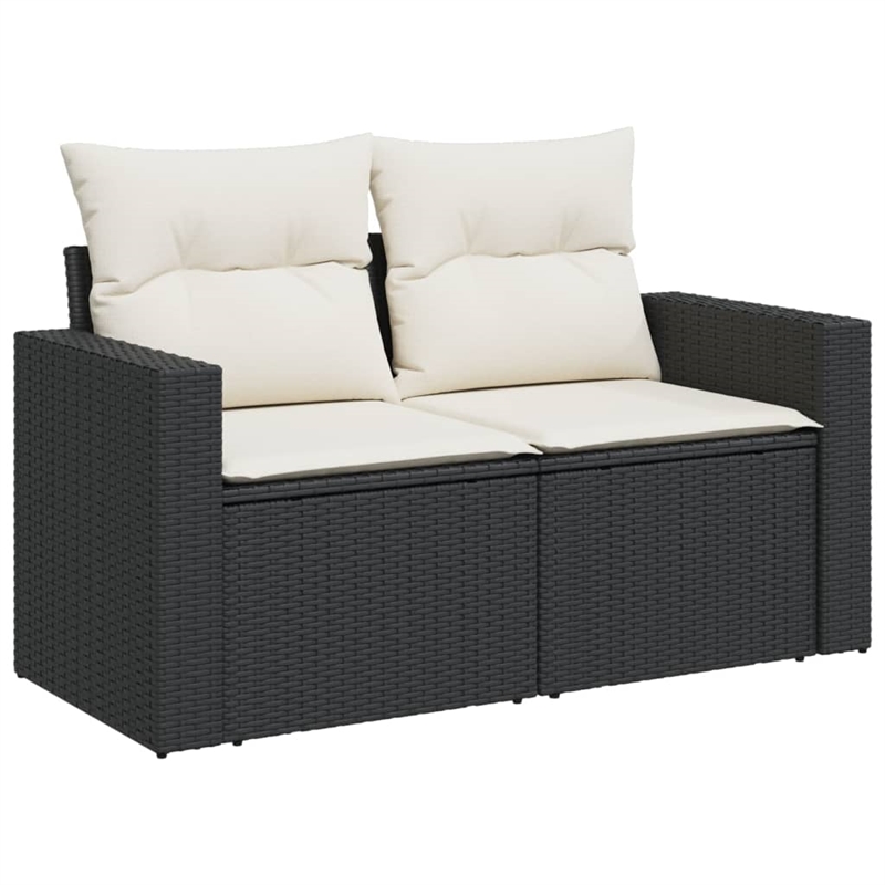 vidaXL Garden Sofa in Black And Cream