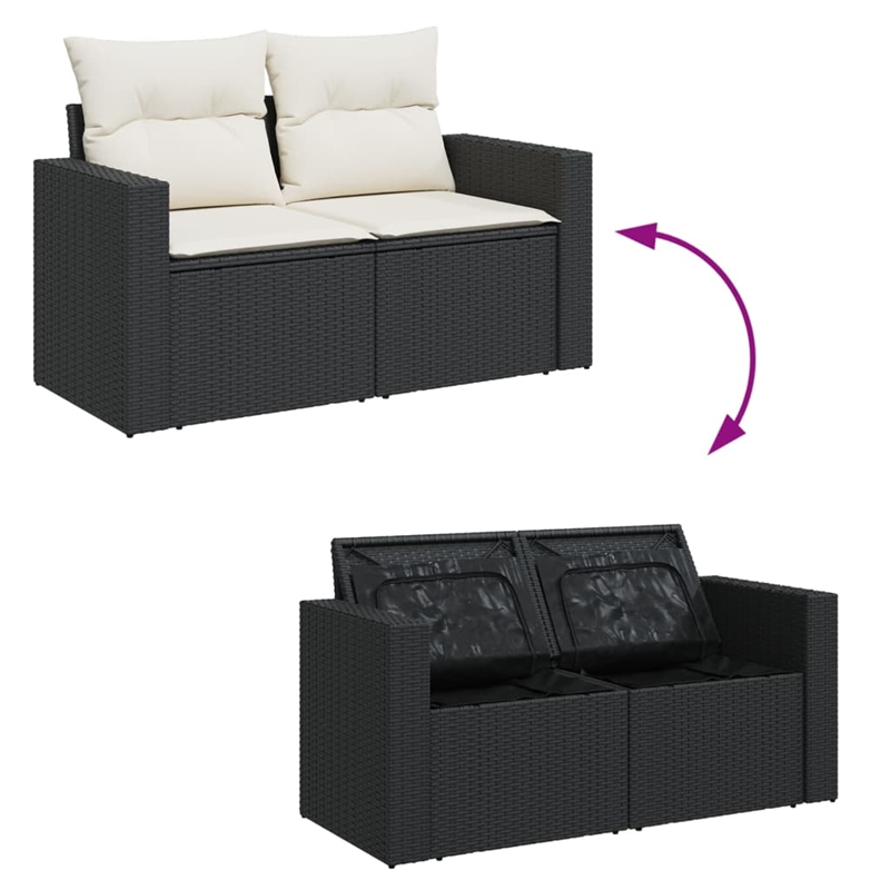 vidaXL Garden Sofa in Black And Cream