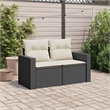 vidaXL Garden Sofa in Black And Cream