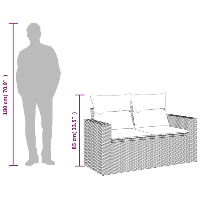vidaXL Garden Sofa in Black And Cream