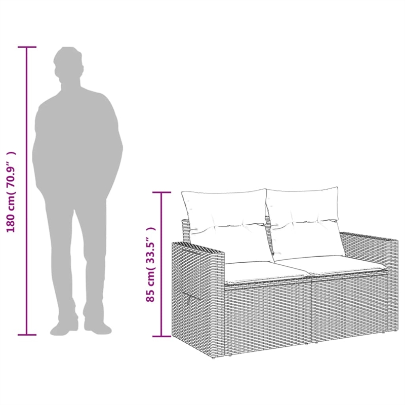 vidaXL Garden Sofa in Black And Cream