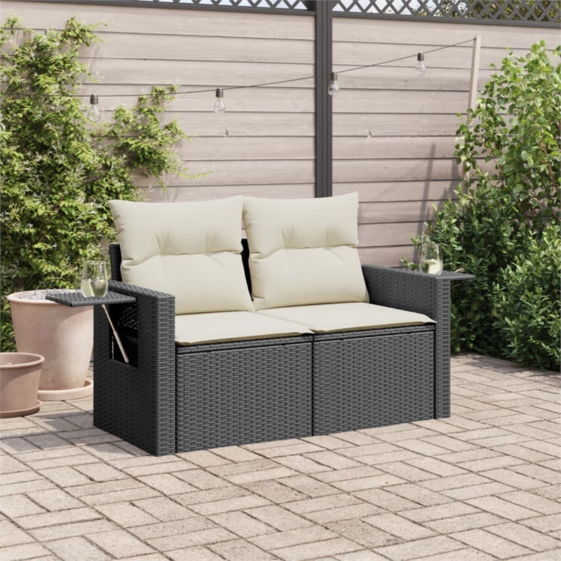 vidaXL Garden Sofa in Black And Cream