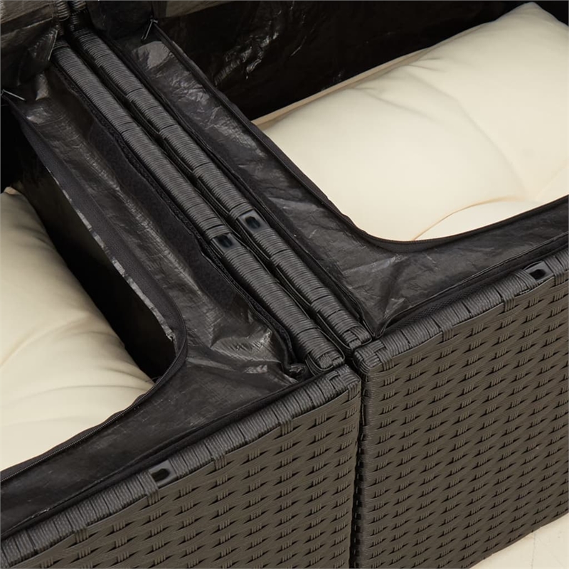 vidaXL Garden Sofa in Black And Cream