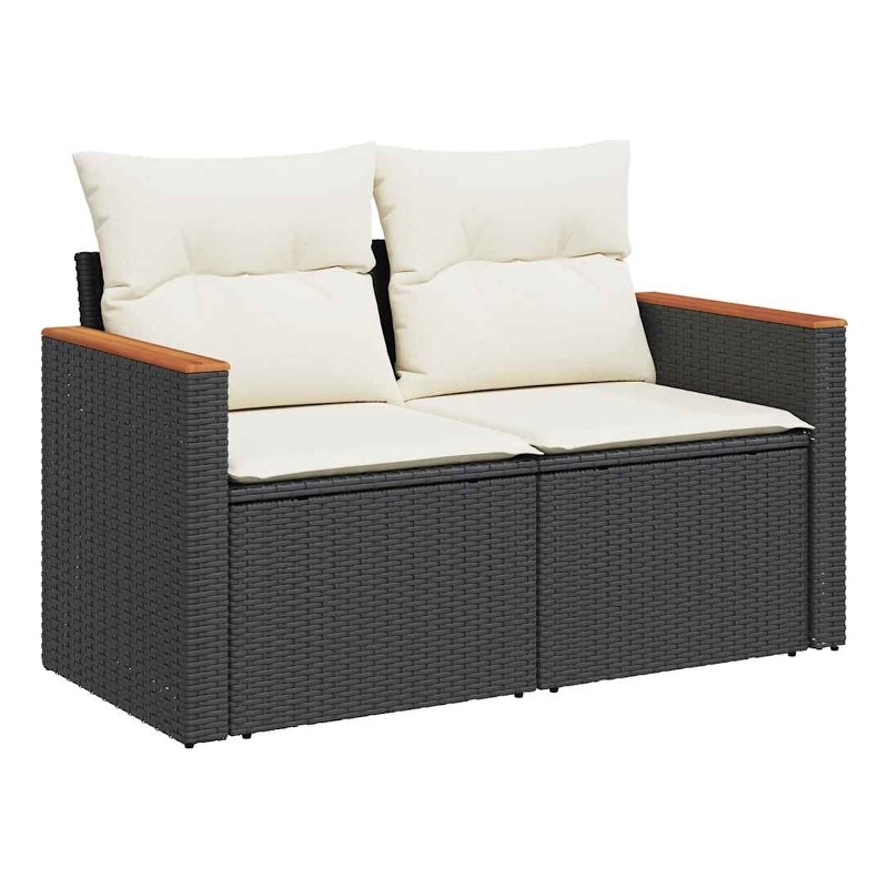 vidaXL Garden Sofa in Black And Cream