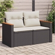 vidaXL Garden Sofa in Black And Cream