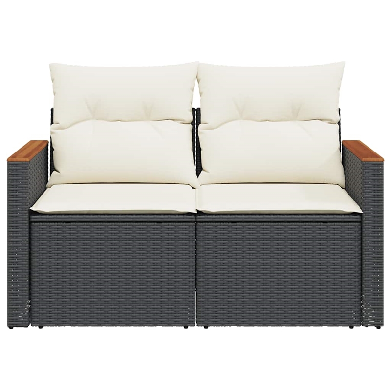 vidaXL Garden Sofa in Black And Cream