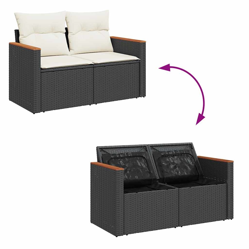vidaXL Garden Sofa in Black And Cream