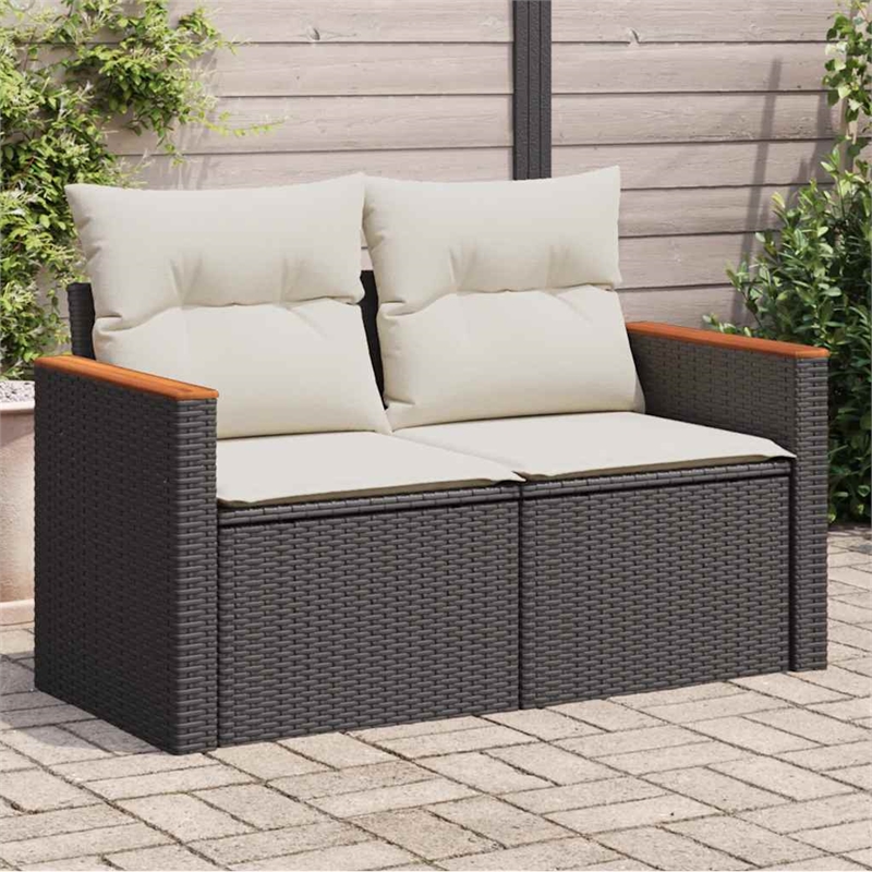 vidaXL Garden Sofa in Black And Cream
