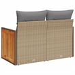 vidaXL PE Rattan & Powder-Coated Steel & Solid Acacia Wood Garden Sofa in Beige