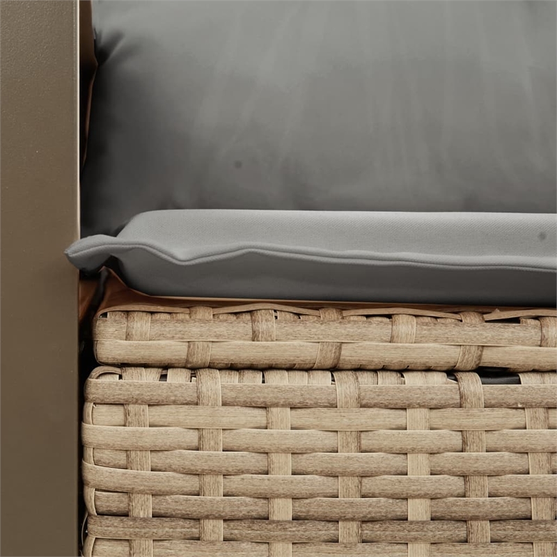 vidaXL PE Rattan & Powder-Coated Steel & Solid Acacia Wood Garden Sofa in Beige