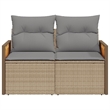 vidaXL PE Rattan & Powder-Coated Steel & Solid Acacia Wood Garden Sofa in Beige