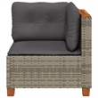 vidaXL PE Rattan & Powder-Coated Steel & Solid Acacia Wood Garden Sofa in Grey