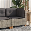 vidaXL PE Rattan & Powder-Coated Steel & Solid Acacia Wood Garden Sofa in Grey