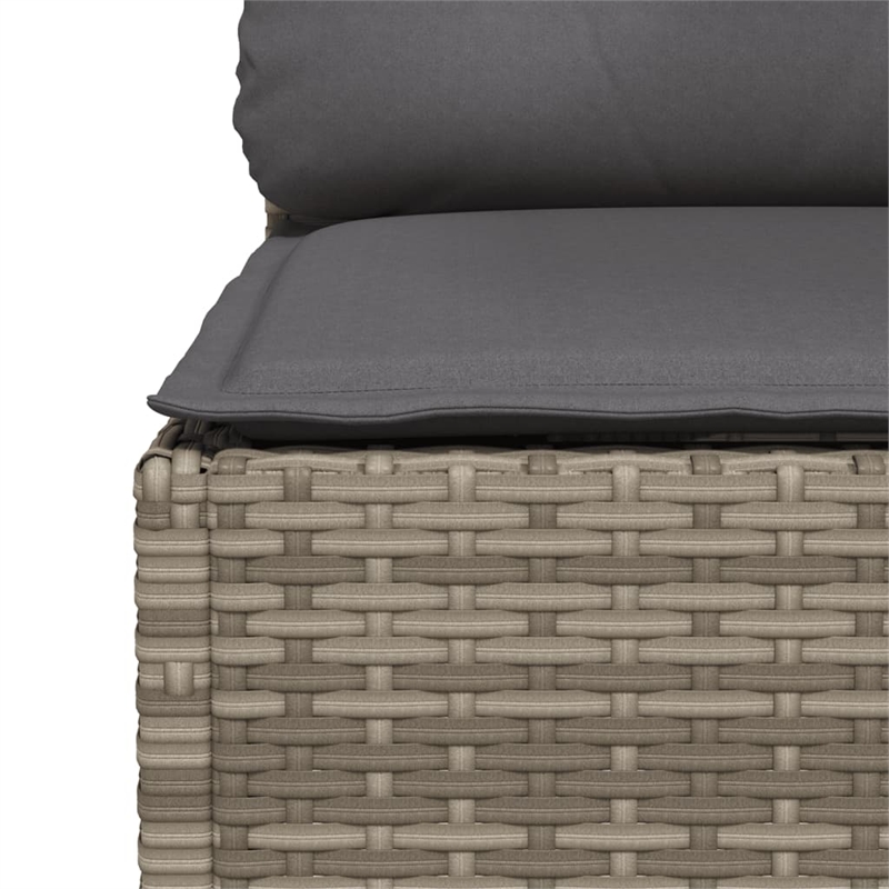 vidaXL PE Rattan & Powder-Coated Steel & Solid Acacia Wood Garden Sofa in Grey