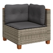 vidaXL PE Rattan & Powder-Coated Steel & Solid Acacia Wood Garden Sofa in Grey