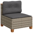 vidaXL PE Rattan & Powder-Coated Steel & Solid Acacia Wood Garden Sofa in Grey