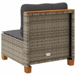 vidaXL PE Rattan & Powder-Coated Steel & Solid Acacia Wood Garden Sofa in Grey