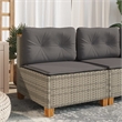 vidaXL PE Rattan & Powder-Coated Steel & Solid Acacia Wood Garden Sofa in Grey