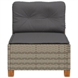 vidaXL PE Rattan & Powder-Coated Steel & Solid Acacia Wood Garden Sofa in Grey
