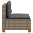 vidaXL PE Rattan & Powder-Coated Steel & Solid Acacia Wood Garden Sofa in Grey