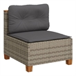 vidaXL PE Rattan & Powder-Coated Steel & Solid Acacia Wood Garden Sofa in Grey