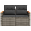 vidaXL PE Rattan & Powder-Coated Steel & Solid Acacia Wood Garden Sofa in Grey