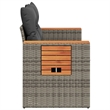 vidaXL PE Rattan & Powder-Coated Steel & Solid Acacia Wood Garden Sofa in Grey