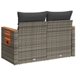 vidaXL PE Rattan & Powder-Coated Steel & Solid Acacia Wood Garden Sofa in Grey