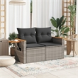 vidaXL PE Rattan & Powder-Coated Steel & Solid Acacia Wood Garden Sofa in Grey