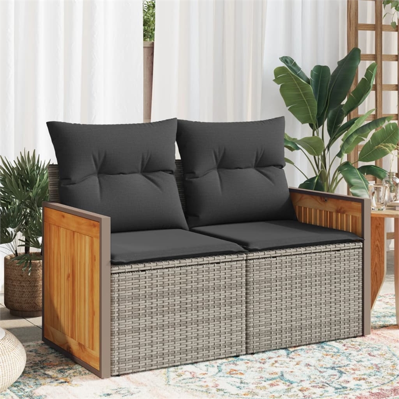 vidaXL Garden Sofa in Grey And Dark Grey