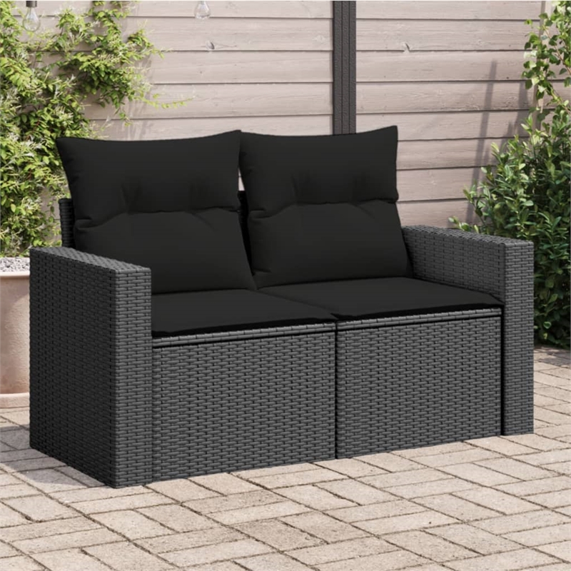 vidaXL Garden Sofa in Black
