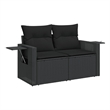 vidaXL 2-Seater PE Rattan Garden Sofa With Adjustable Feet Foldable in Black
