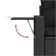 vidaXL 2-Seater PE Rattan Garden Sofa With Adjustable Feet Foldable in Black