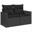 vidaXL 2-Seater PE Rattan Garden Sofa With Adjustable Feet Foldable in Black