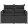 vidaXL 2-Seater PE Rattan Garden Sofa With Adjustable Feet Foldable in Black