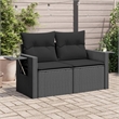 vidaXL 2-Seater PE Rattan Garden Sofa With Adjustable Feet Foldable in Black