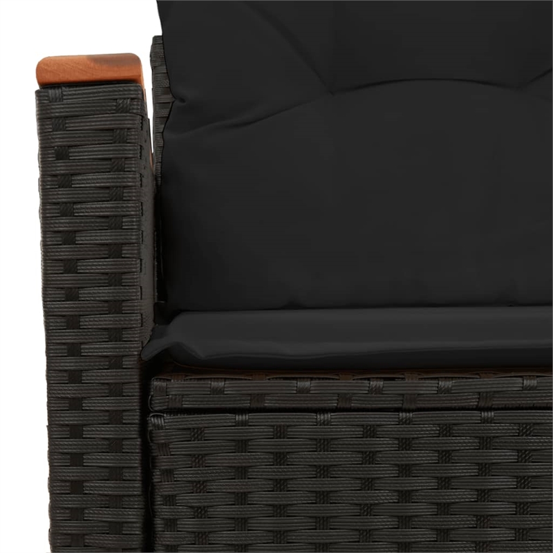 vidaXL PE Rattan & Powder-Coated Steel & Solid Acacia Wood Garden Sofa in Black