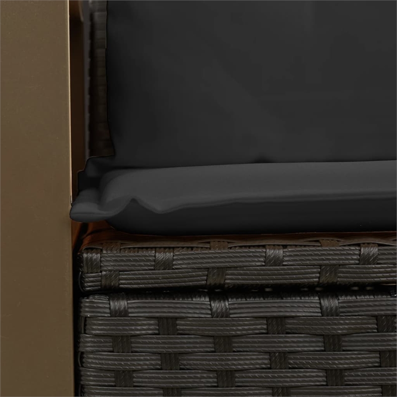 vidaXL PE Rattan & Powder-Coated Steel & Solid Acacia Wood Garden Sofa in Black