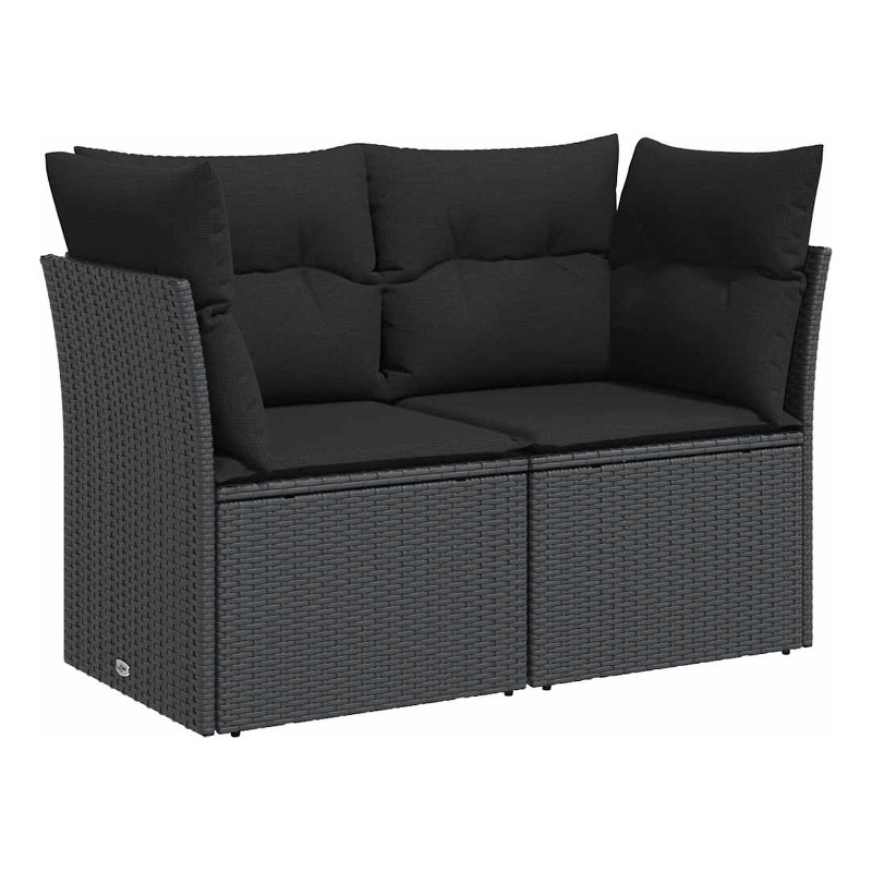 vidaXL 2-Seater PE Rattan And Powder-Coated Steel Garden Sofa in Black