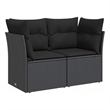 vidaXL 2-Seater PE Rattan And Powder-Coated Steel Garden Sofa in Black
