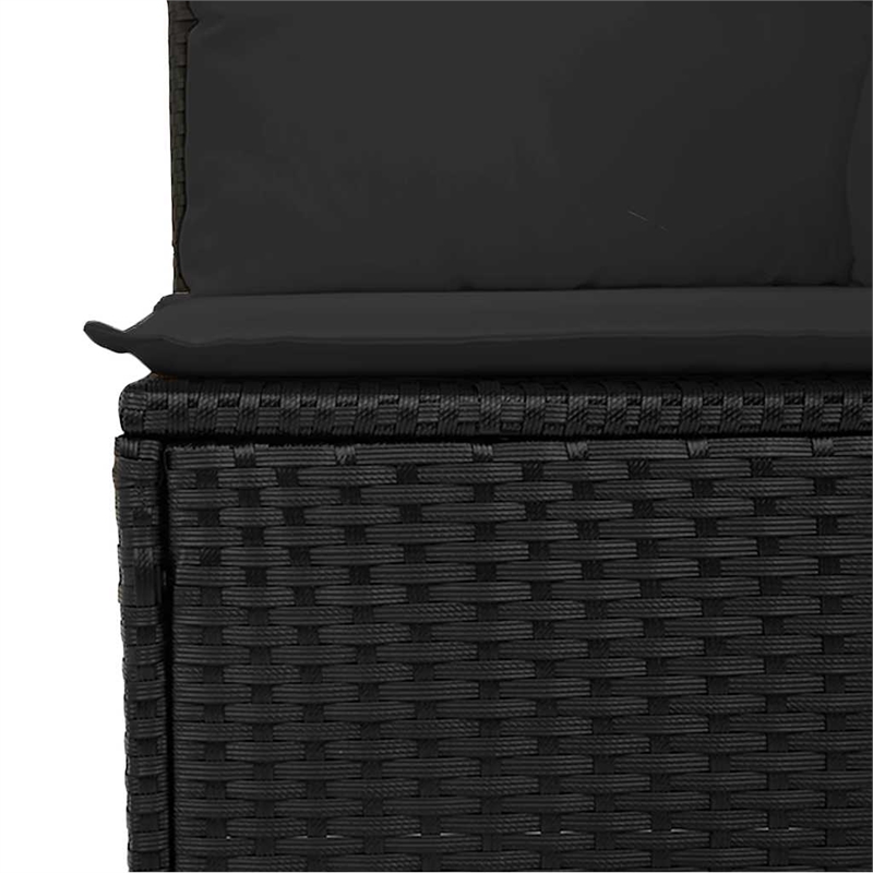 vidaXL 2-Seater PE Rattan And Powder-Coated Steel Garden Sofa in Black